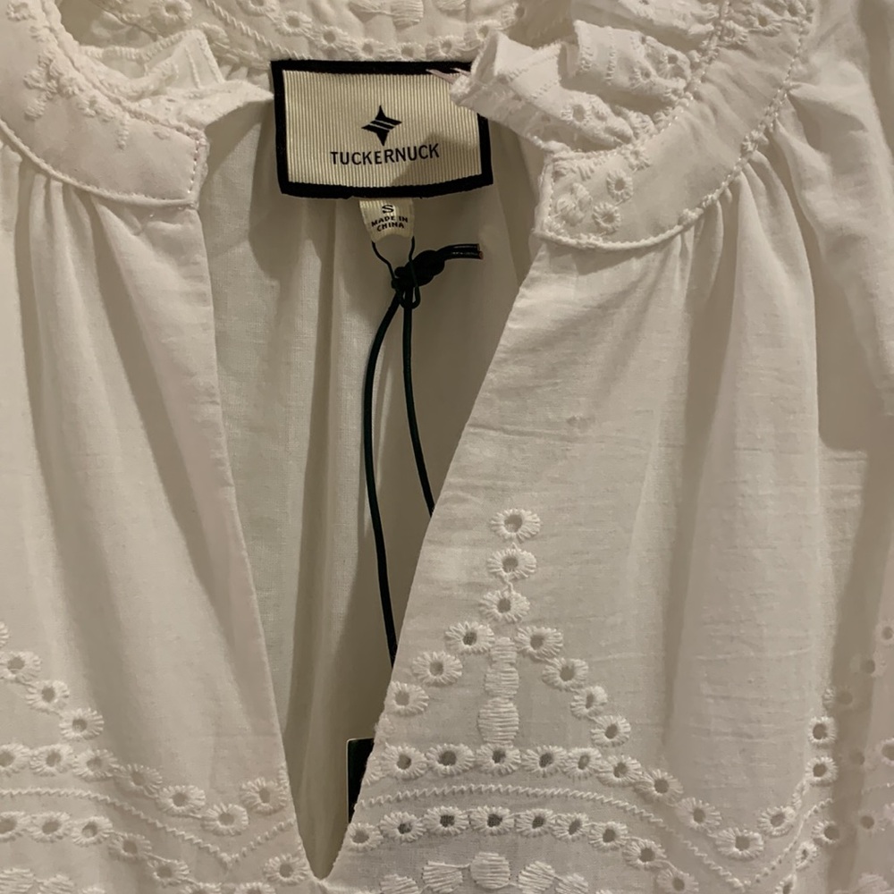 Tuckernuck White Eyelet Crawford Flutter Sleeve Mini Dress NWT Size Small - Picture 10 of 11